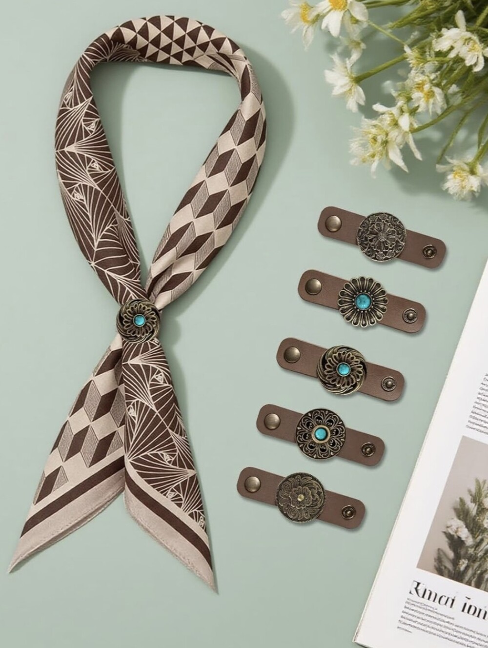 Western Brown Scarf Ring Set - Picture 6 of 6